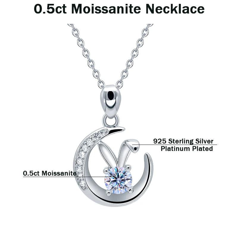 Bunny Necklace Sterling Silver Rabbit and Moon Pendant Necklaces