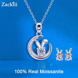 Bunny Necklace Sterling Silver Rabbit and Moon Pendant Necklaces