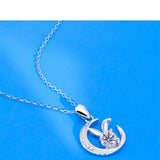 Bunny Necklace Sterling Silver Rabbit and Moon Pendant Necklaces
