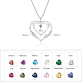 925 Silver Heart Nameplate with Birthstone Couple Name Necklace