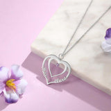 925 Silver Heart Nameplate with Birthstone Couple Name Necklace