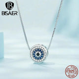 925 Silver Demon Eye Necklace Blue Zircon Lucky Chains
