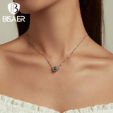 925 Silver Demon Eye Necklace Blue Zircon Lucky Chains