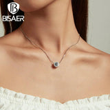 925 Silver Demon Eye Necklace Blue Zircon Lucky Chains