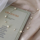 Freshwater Pearl Silver Flower Ball Necklace for Women