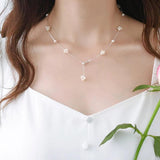 Freshwater Pearl Silver Flower Ball Necklace for Women