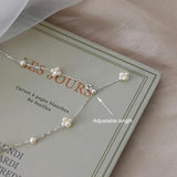 Freshwater Pearl Silver Flower Ball Necklace for Women