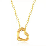 Heart Pendant Necklace 24K with 18K Chain Women Fine Jewelry Gift
