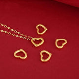 Heart Pendant Necklace 24K with 18K Chain Women Fine Jewelry Gift
