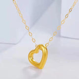 Heart Pendant Necklace 24K with 18K Chain Women Fine Jewelry Gift