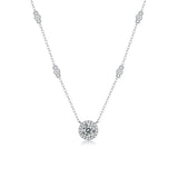 1CT Moissanite Diamond Pendant Necklace 925 Silver Chain Bling Wedding Jewelry