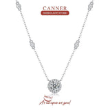 1CT Moissanite Diamond Pendant Necklace 925 Silver Chain Bling Wedding Jewelry