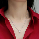 1CT Moissanite Diamond Pendant Necklace 925 Silver Chain Bling Wedding Jewelry