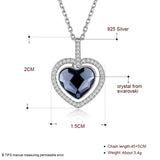 925 Silver Double Heart Crystal Pendant Necklace Engagement Jewelry