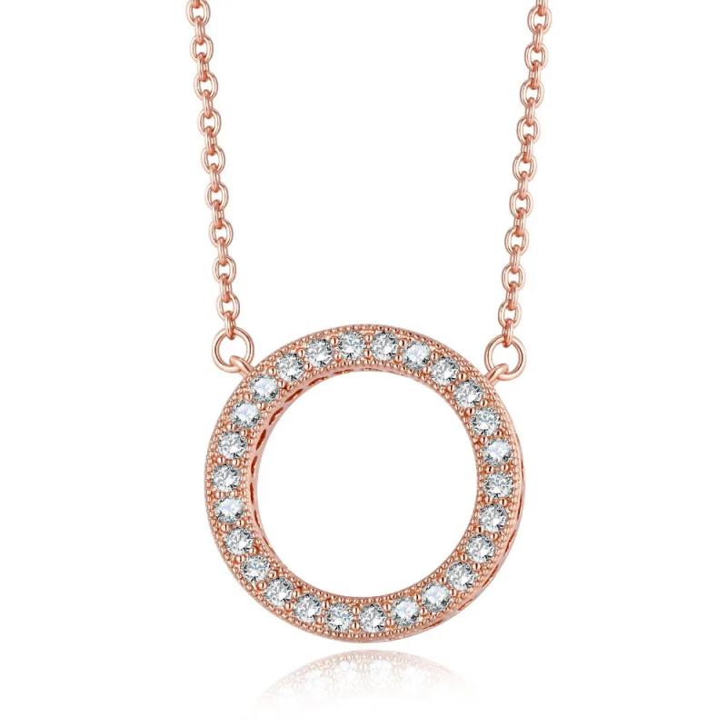 Rose Round Openwork Pendant Necklace Woman Jewelry