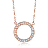 Rose Round Openwork Pendant Necklace Woman Jewelry