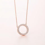 Rose Round Openwork Pendant Necklace Woman Jewelry