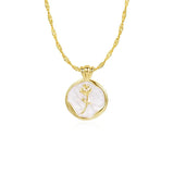 925 Silver Vintage Drop Glaze Rose Necklace Light Tulip Clavicle Chain