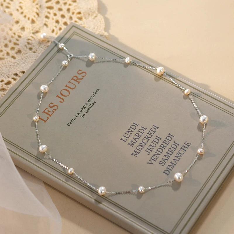 Freshwater Pearl Pendant Necklace 925 Silver Jewelry