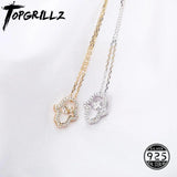 925 Silver Palm Pendant Necklace Iced Zircon Charm Jewelry