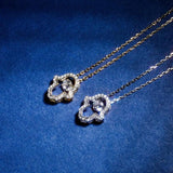925 Silver Palm Pendant Necklace Iced Zircon Charm Jewelry