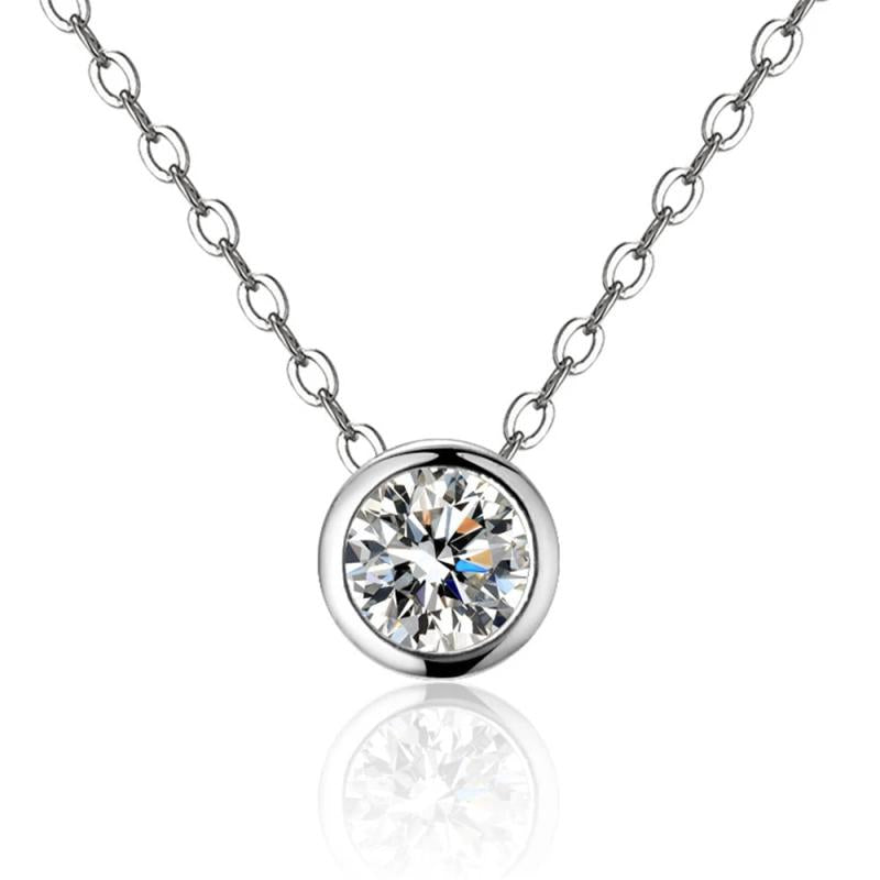 Moissanite Diamond Necklace 925 Silver Pendant Engagement Jewelry