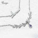 Purple Crystal Pendant Necklace Olive Branch Double Chain Chicc Fine Jewelry