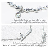 Purple Crystal Pendant Necklace Olive Branch Double Chain Chicc Fine Jewelry