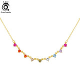 Colorful Zirconia Necklace, 925 Silver, Women's Jewelry