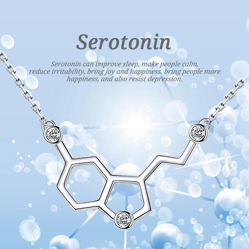 925 Silver Serotonin Molecular Necklace Zircon Couple Gift