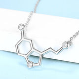 925 Silver Serotonin Molecular Necklace Zircon Couple Gift