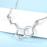 925 Silver Serotonin Molecular Necklace Zircon Couple Gift