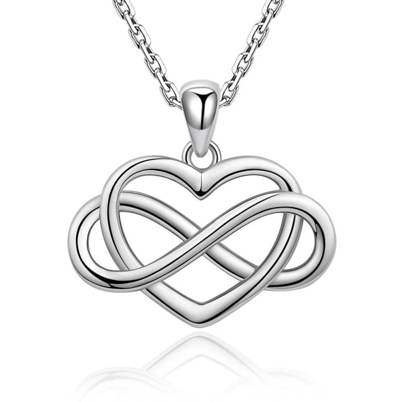925 Silver Infinity Symbol Heart Necklace Endless Love Jewelry