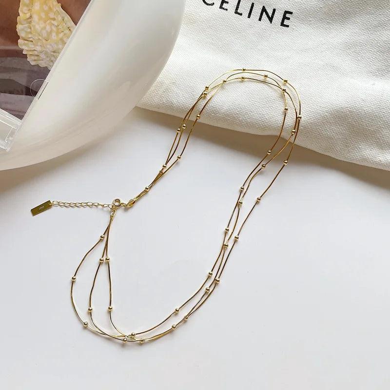 SHANICE Sterling Silver Multi-layer Beads Necklace