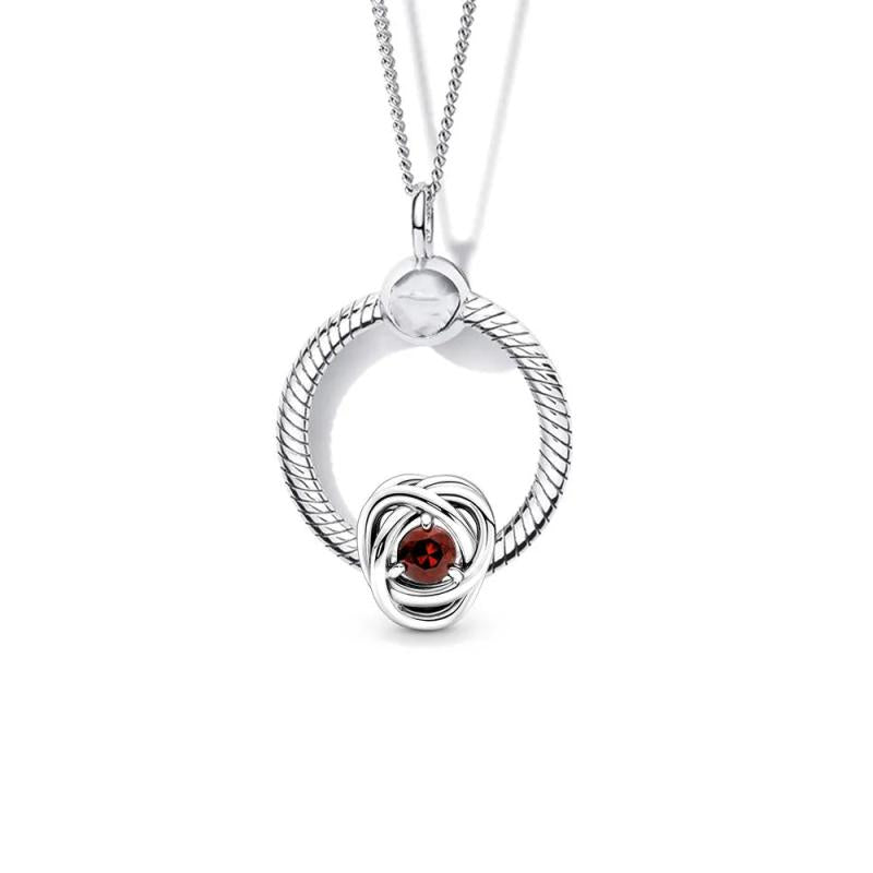 January Eternity Circle Charm Necklace Set DIY Logo Charm Necklaces