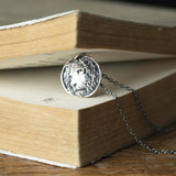 925 Silver Lion Head Coin Pendant Necklace Punk Style King Jewelry