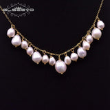 925 Silver Pearl Tassel Pendant Necklace Wedding Party Jewelry