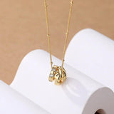 925 Silver Zircon Triple Circular Pendant Necklace Transfer Hoops