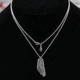 925 Sterling Silver Feather Charm Pendant Necklace