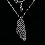 925 Sterling Silver Feather Charm Pendant Necklace