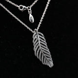 925 Sterling Silver Feather Charm Pendant Necklace