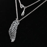 925 Sterling Silver Feather Charm Pendant Necklace