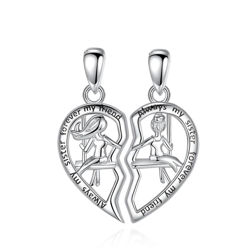 Eudora Silver Sisters Heart Necklace Set