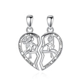 Eudora Silver Sisters Heart Necklace Set