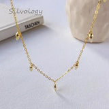 925 Silver Beans Water Drop Necklace Creative Texture Female