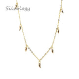 925 Silver Beans Water Drop Necklace Creative Texture Female