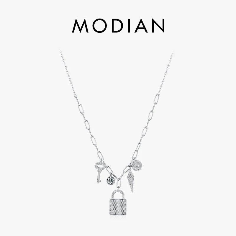 925 Sterling Silver Key Lock Pendant Necklace Wedding Jewelry