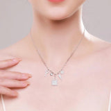 925 Sterling Silver Key Lock Pendant Necklace Wedding Jewelry