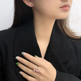 S925 Sterling Silver Square Crystal Set Of Fine Jewelry