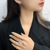 S925 Sterling Silver Square Crystal Set Of Fine Jewelry